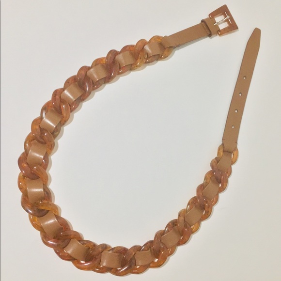 Prada Accessories - Vintage PRADA Leather & Chain Link Resin Belt